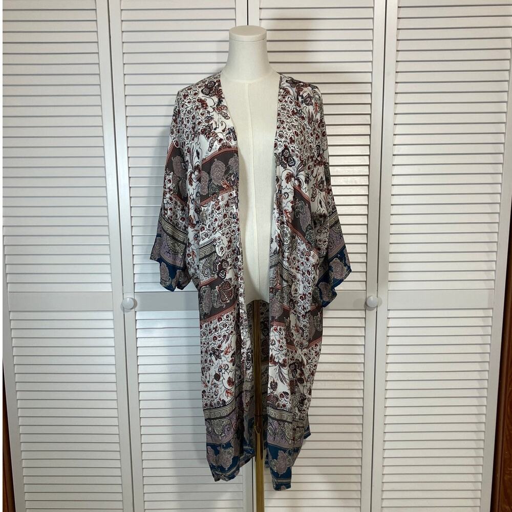 Bohemian Patchwork Paisley Flowy Open Kimono Cover-up One Size